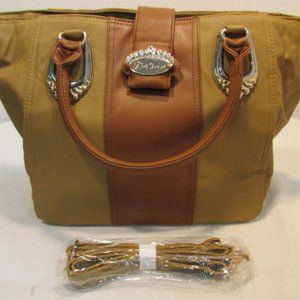 Alfred Durante Tan and Brown Faux Leather Satchel